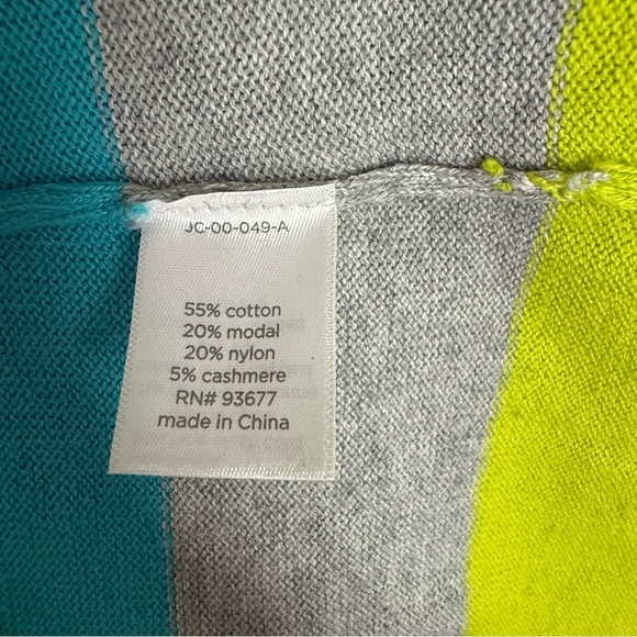 JCPenney New Cashmere blend Vibrant Striped Turtleneck Sweater Sz PL - Picture 4 of 9